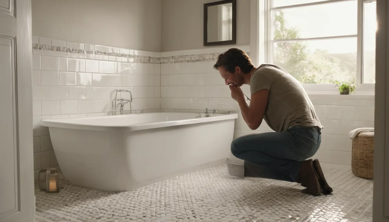 A homeowner checking tile grout in a bathroom in the Apopka area